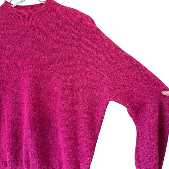 LINEAMAGLIA Italian Soft Wool Blend Magenta Pink Mock Neck Sweater Womens Size L - Picture 6 of 11